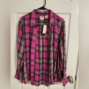 NWT Levi's Pink Purple Plaid Button-Up Shirt - Size XL